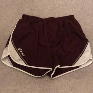 Maroon Asics shorts